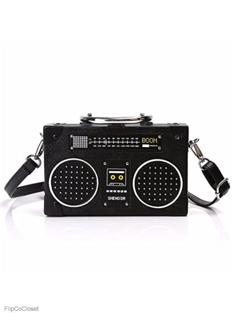 Radio Shaped Crossbody Bag Vegan PU Leather Detachable Strap Clutch Shoulder
